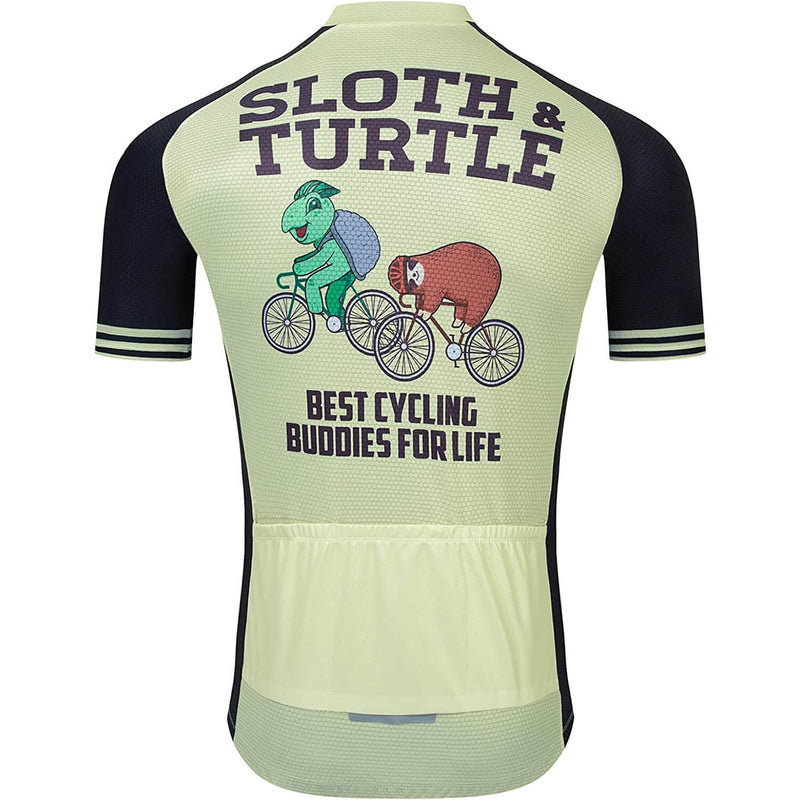 Turtle & Sloth Men Funny MTB Short Sleeve Cycling Jersey Top