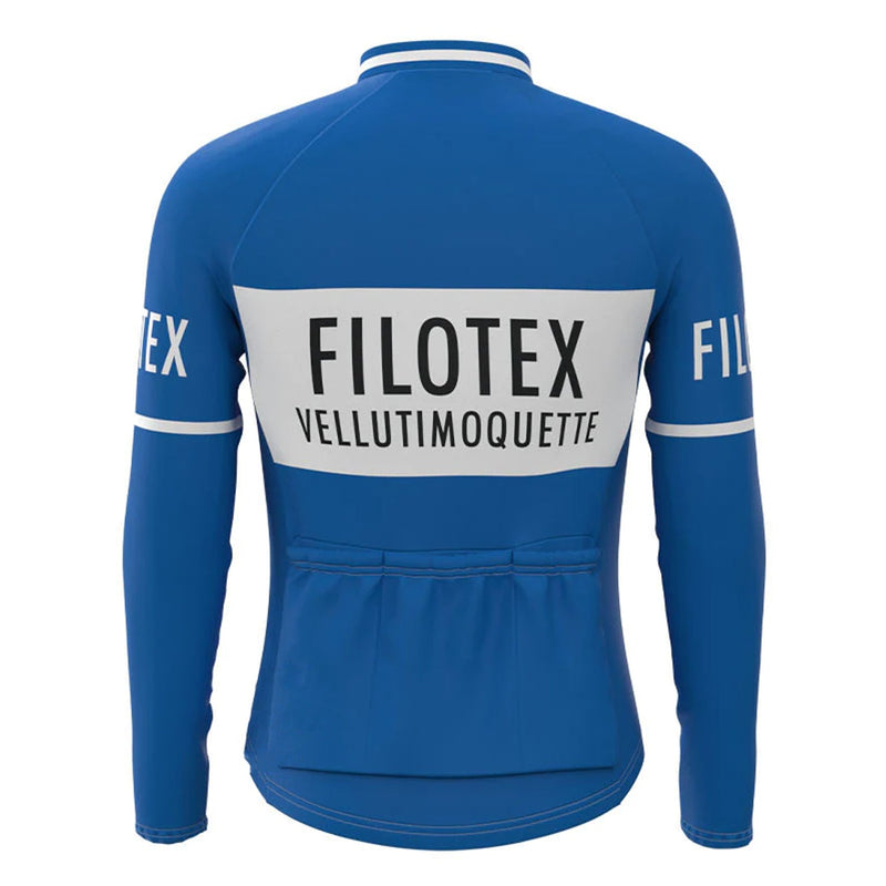 Filotex Blue Long Sleeve Vintage Cycling Jersey Top