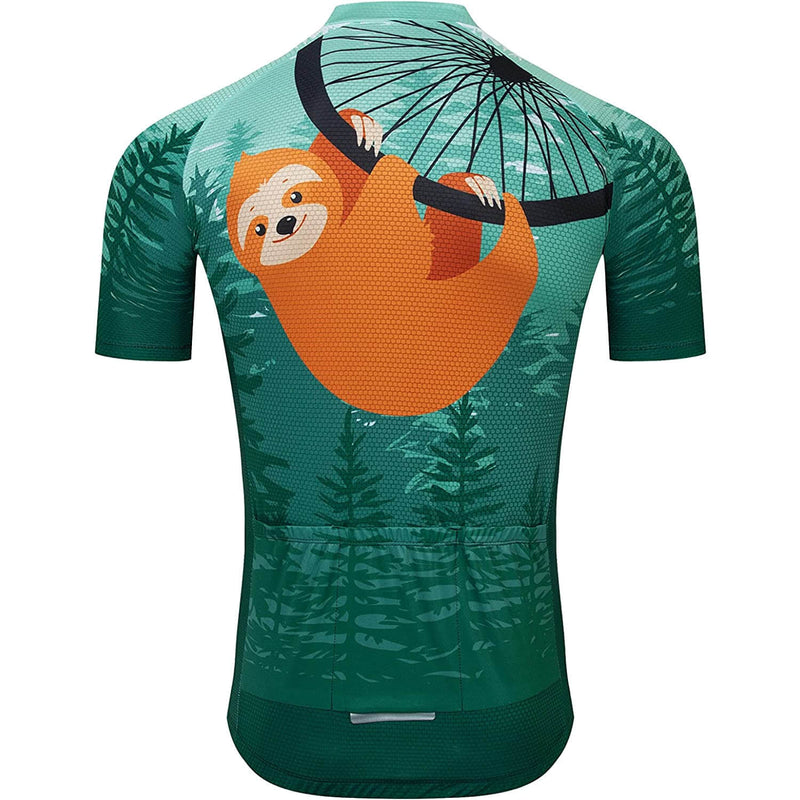 Forest Sloth Men Funny MTB Short Sleeve Cycling Jersey Top