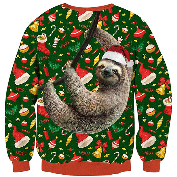 Sloth Climbing Ugly Christmas Sweater