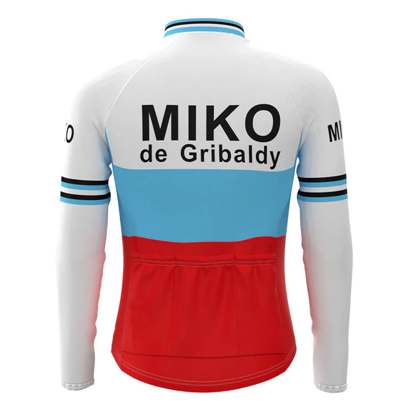 Miko de Gribaldy White Vintage Long Sleeve Cycling Jersey Top