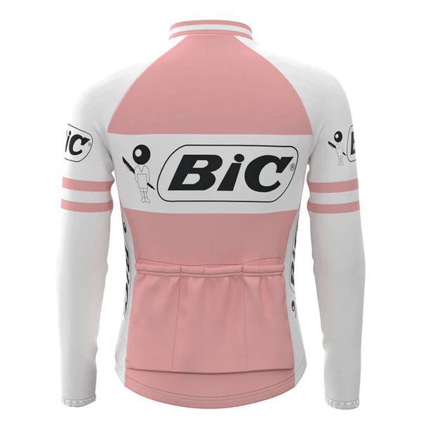 BIC Pink Vintage Long Sleeve Cycling Jersey Top