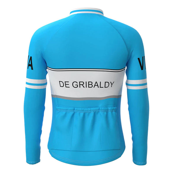 Frimatic–de Gribaldy Blue Vintage Long Sleeve Cycling Jersey Top