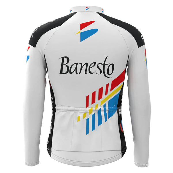 Banesto White Vintage Long Sleeve Cycling Jersey Top