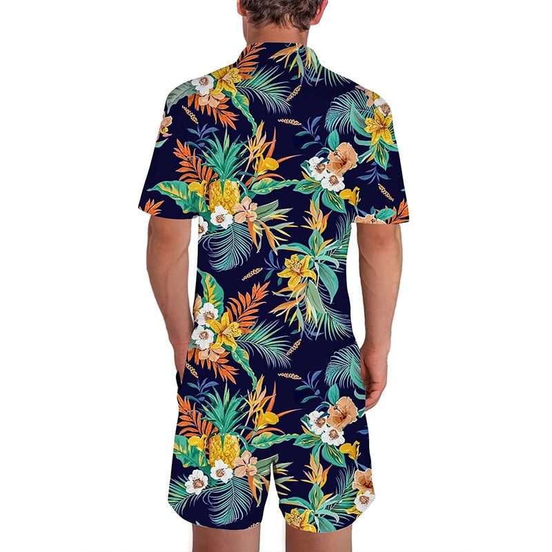 Tropical Flowers Funny Male Romper