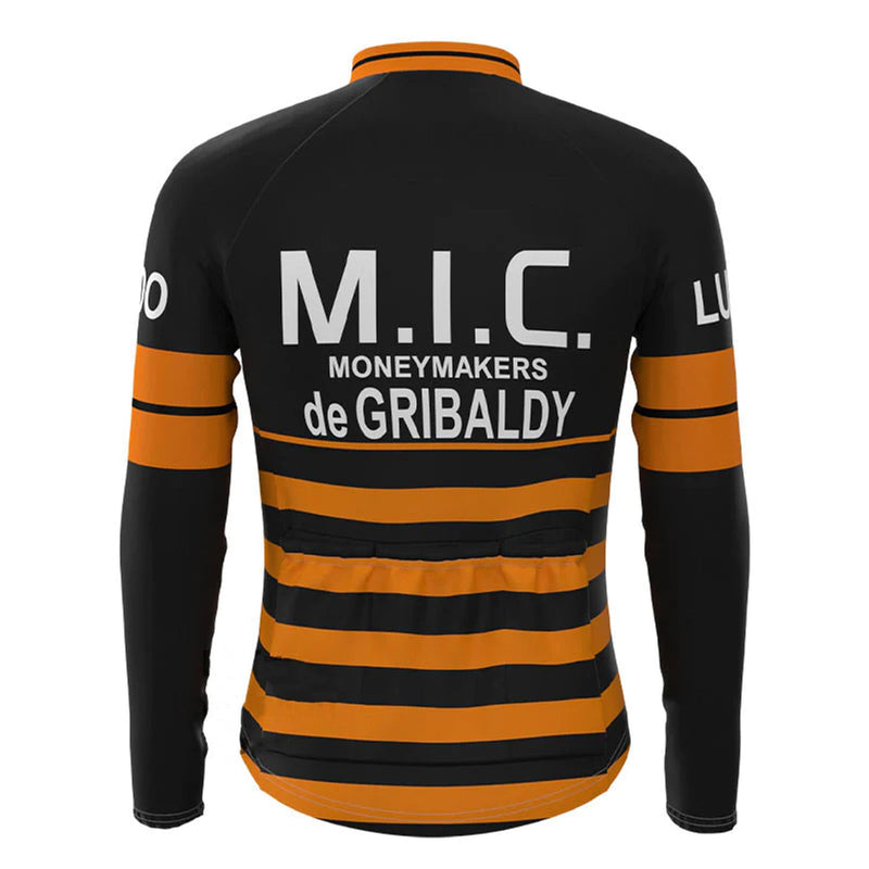 M.I.C Black Vintage Long Sleeve Cycling Jersey Top