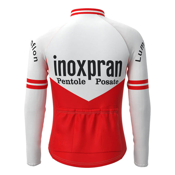 Inoxpran White Red Vintage Long Sleeve Cycling Jersey Top