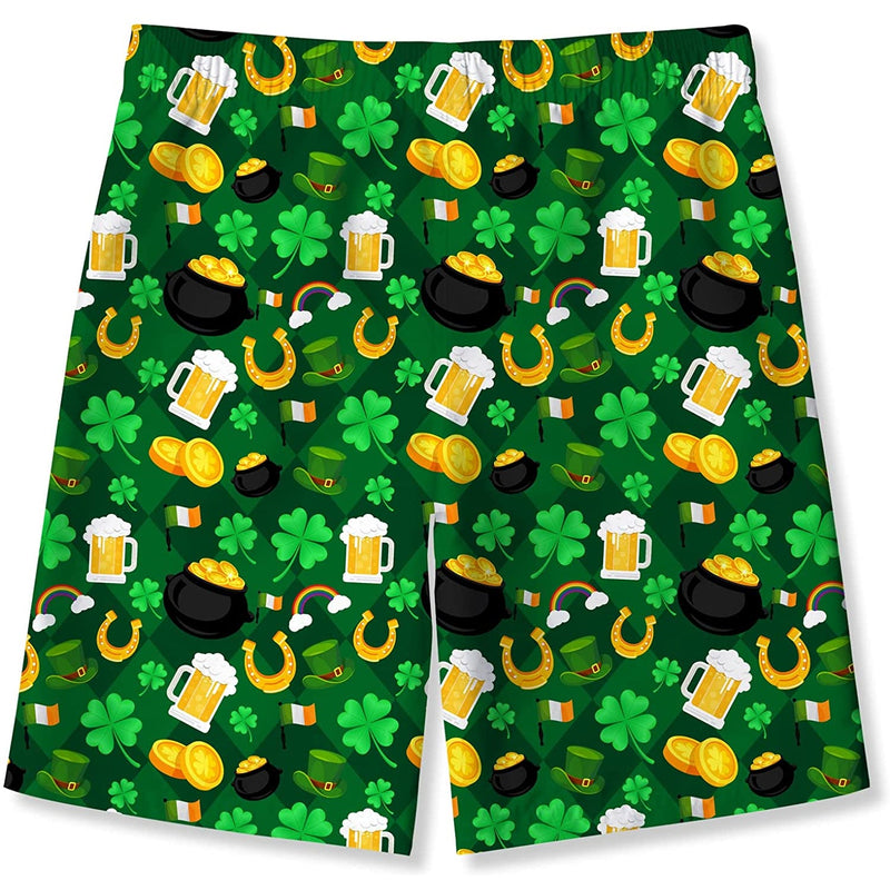 St Patrick's Day Clover  Funny Boy Swim Trunk