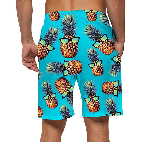 Light Blue Sunglasses Pineapple Funny Swim Trunks