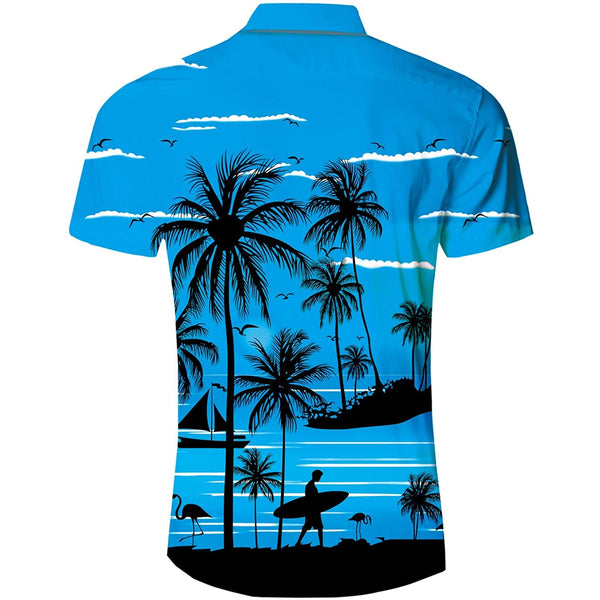 Blue Palm Tree Funny Hawaiian Shirt