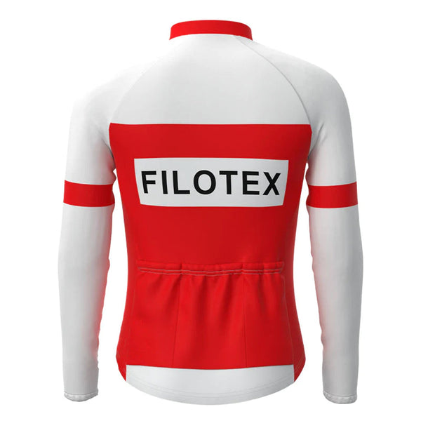 Filotex Red Vintage Long Sleeve Cycling Jersey Top