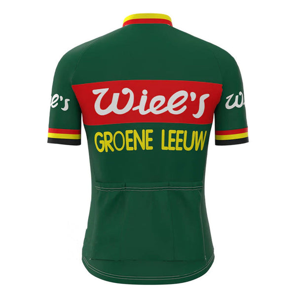 Wiee's Groene Leeuw Green Vintage Short Sleeve Cycling Jersey Top