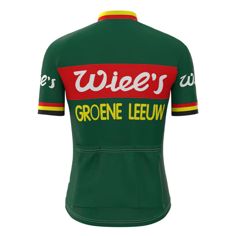 Wiee's Groene Leeuw Green Vintage Short Sleeve Cycling Jersey Top
