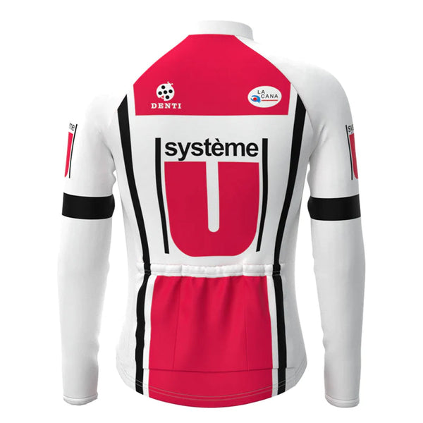 Système U Red Vintage Long Sleeve Cycling Jersey Top