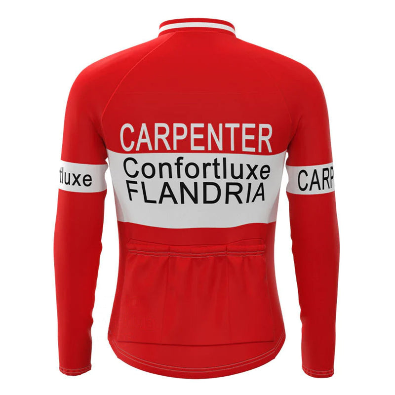 Carpenter Confortluxe Flandria Red Long Sleeve Vintage Cycling Jersey Top