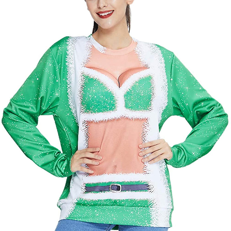 Green Big Boob Ugly Christmas Sweater
