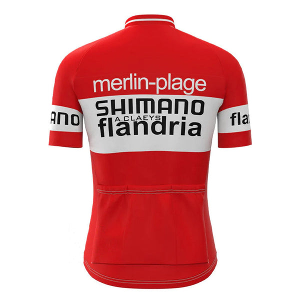 Shimano Flandria Red Vintage Short Sleeve Cycling Jersey Top