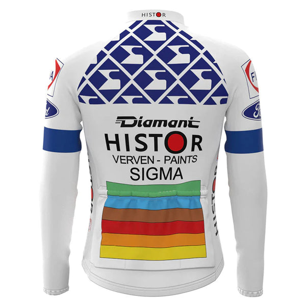 Histor Sigma White Vintage Long Sleeve Cycling Jersey Top