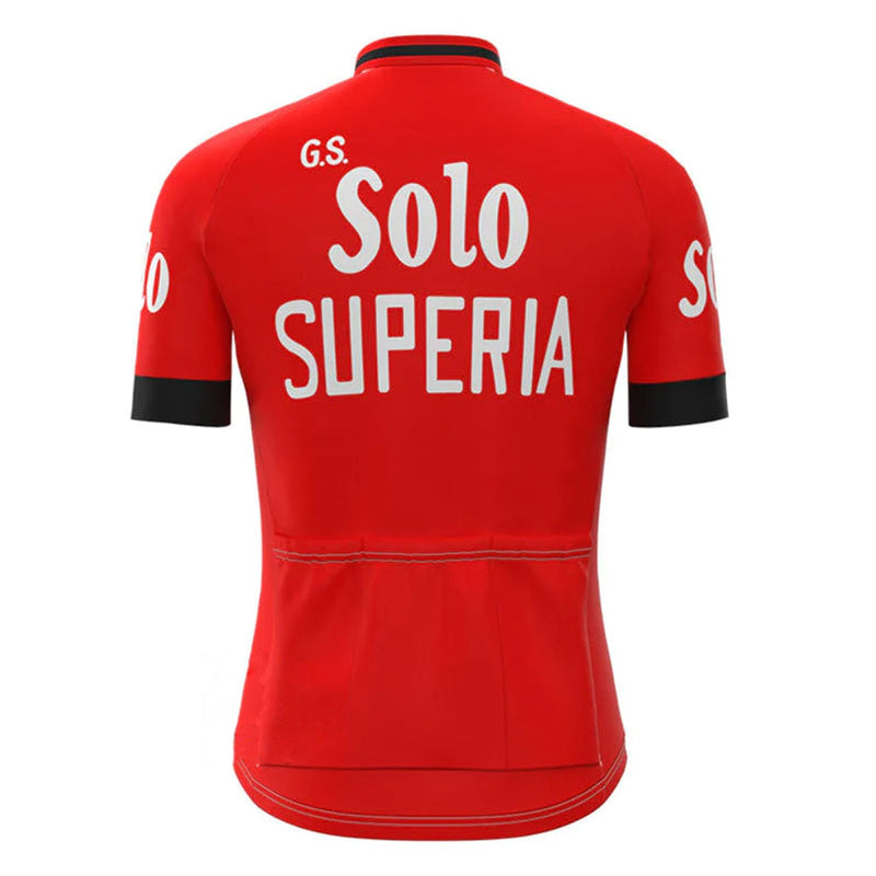 Solo Superia Red Vintage Short Sleeve Cycling Jersey Top