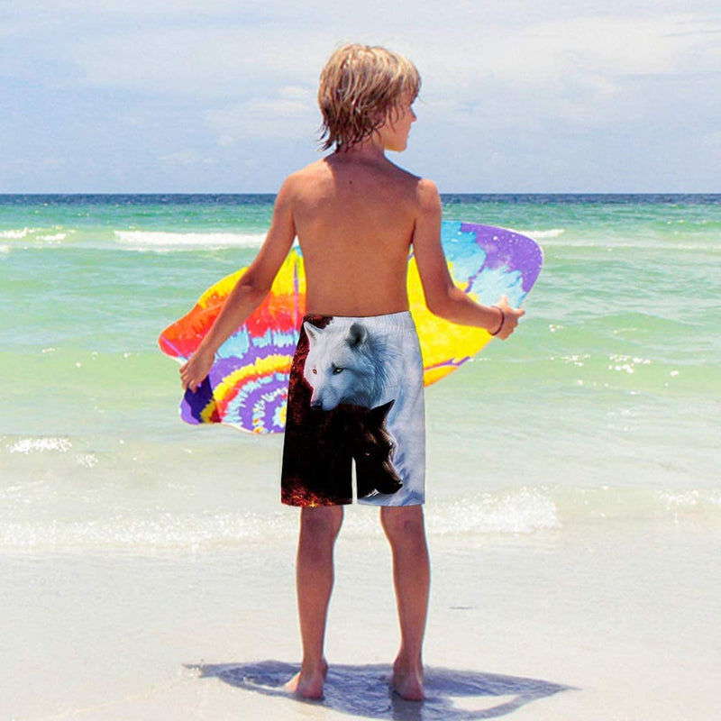 Yin Yang Wolf Funny Boy Swim Trunk