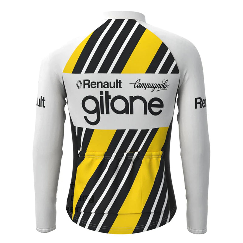 Renault gitane Yellow Vintage Long Sleeve Cycling Jersey Top