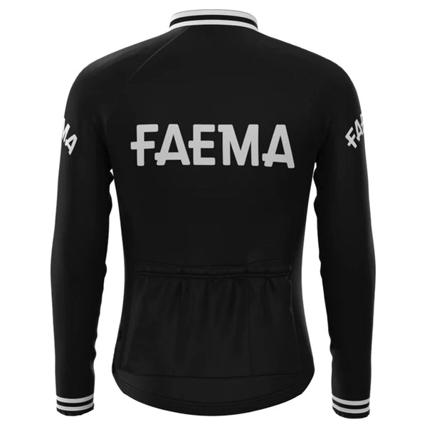 FAEMA Black Vintage Long Sleeve Cycling Jersey Top