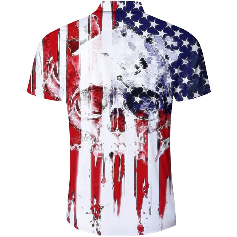 American Flag Skull Funny Hawaiian Shirt