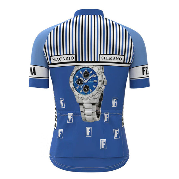 Macario Shimano Blue Vintage Short Sleeve Cycling Jersey Top