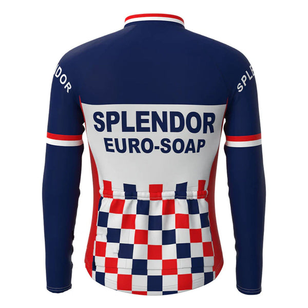 SPLENDOR Navy Vintage Long Sleeve Cycling Jersey Top