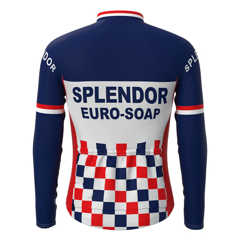 SPLENDOR Navy Vintage Long Sleeve Cycling Jersey Top