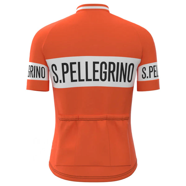 San Pellegrino Orange Vintage Short Sleeve Cycling Jersey Top