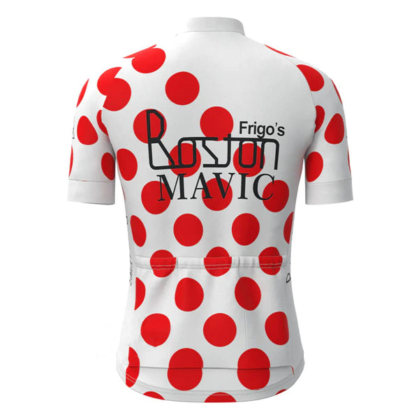 Boston-MAVIC Red Vintage Short Sleeve Cycling Jersey Top