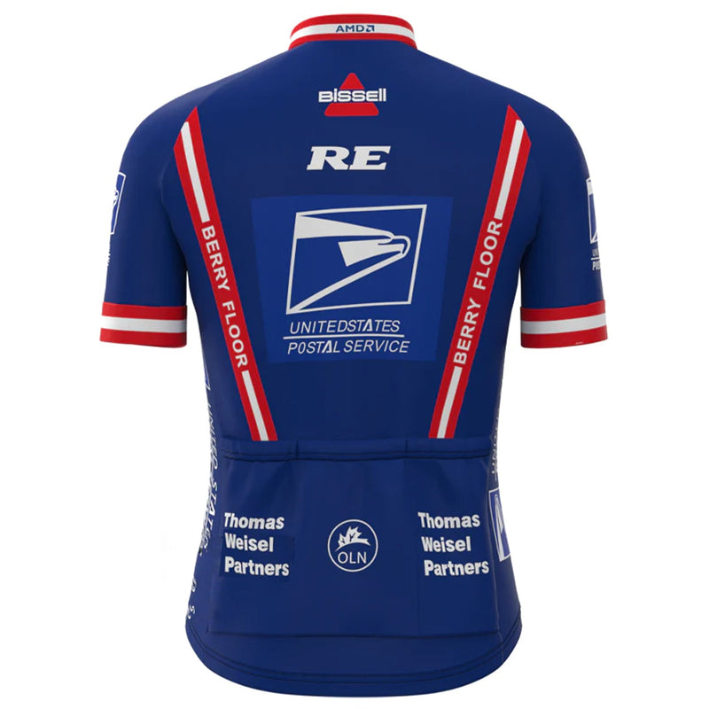 BISSELL Blue Vintage Short Sleeve Cycling Jersey Top