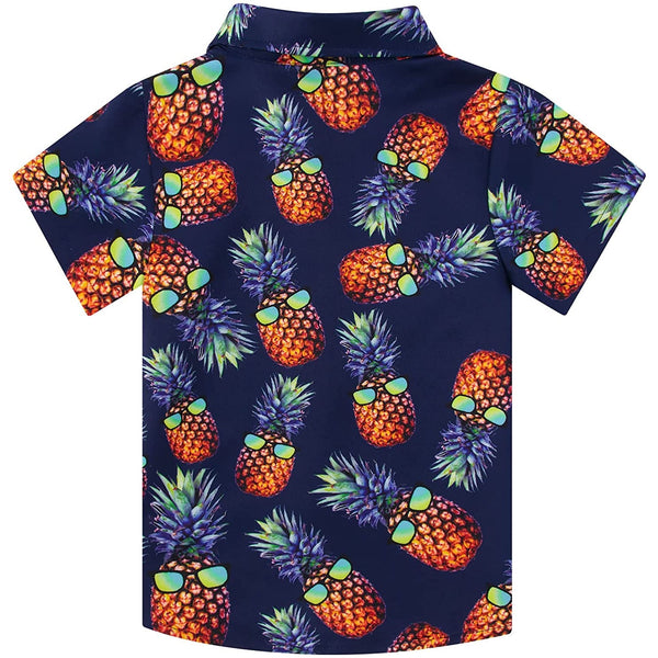 Pineapple Black Funny Toddler Hawaiian Shirt