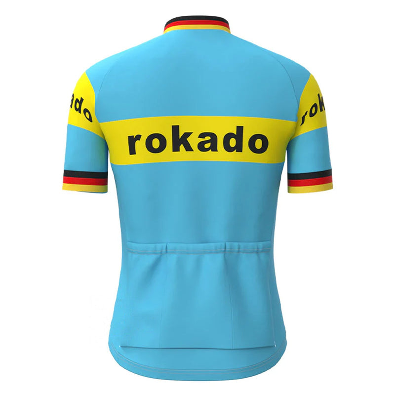 Rokado Blue Vintage Short Sleeve Cycling Jersey Top