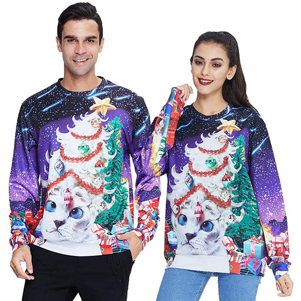 Christmas Tree Cat Ugly Christmas Sweater