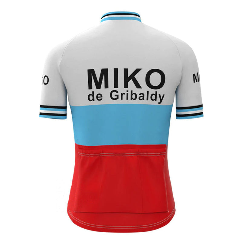 Miko de Gribaldy White Blue Red Vintage Short Sleeve Cycling Jersey Top