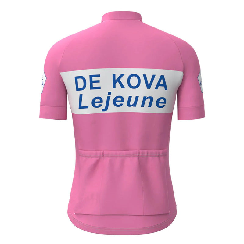 De Kova Lejeune Pink Vintage Short Sleeve Cycling Jersey Top