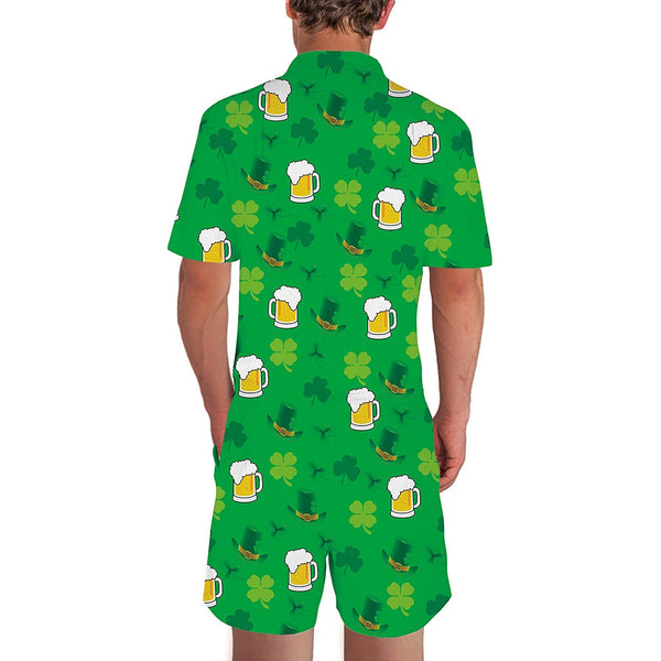 St. Patrick's Day Clover Beer Male Romper