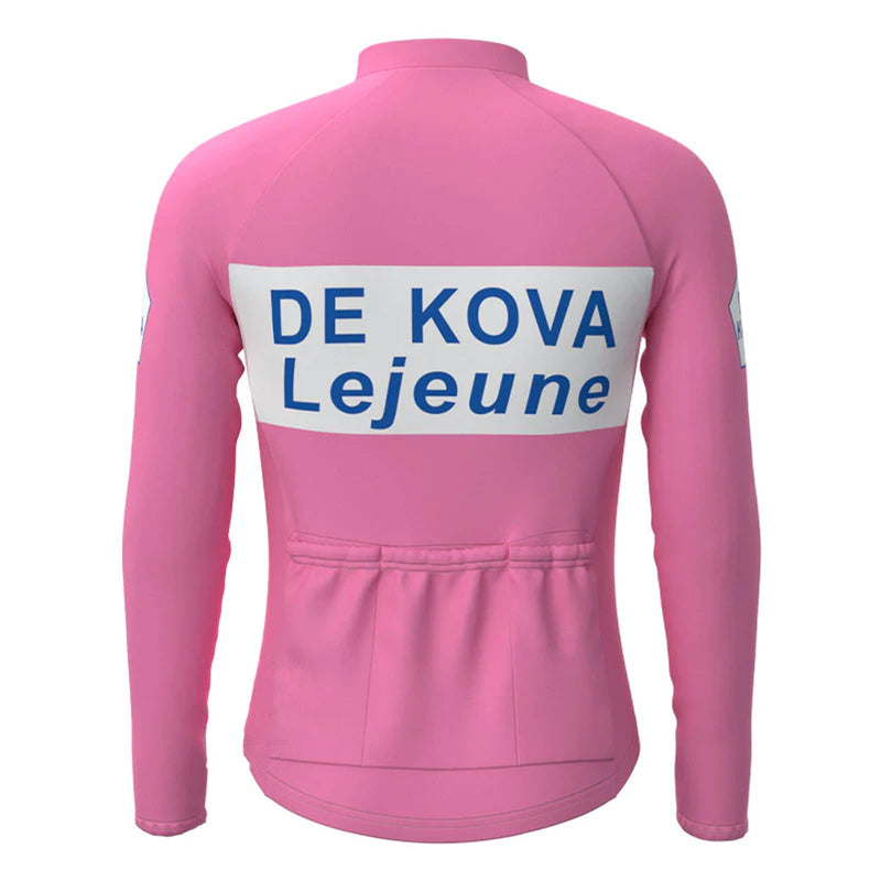 De Kova Lejeune Pink Vintage Long Sleeve Cycling Jersey Top