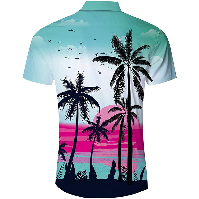 Sunset Palm Tree Funny Hawaiian Shirt