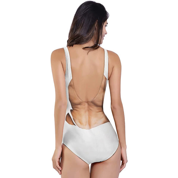 Muscle White Ugly One Piece Swimsuit