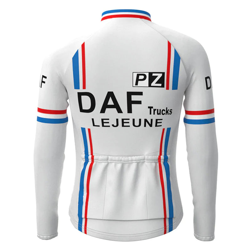 DAF Trucks White Vintage Long Sleeve Cycling Jersey Top