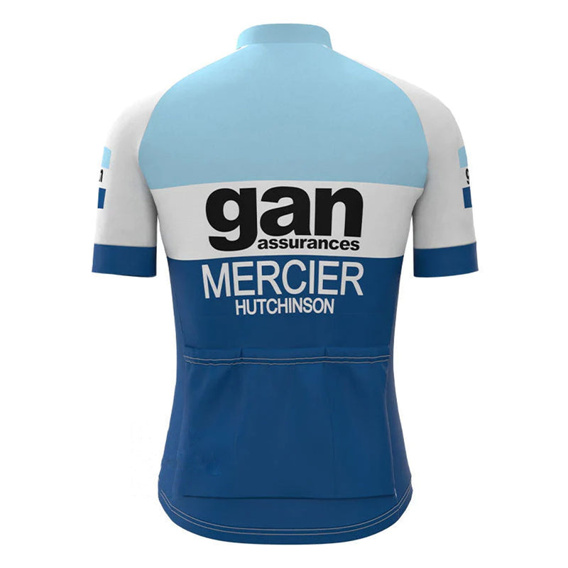 Gan Blue Vintage Short Sleeve Cycling Jersey Top