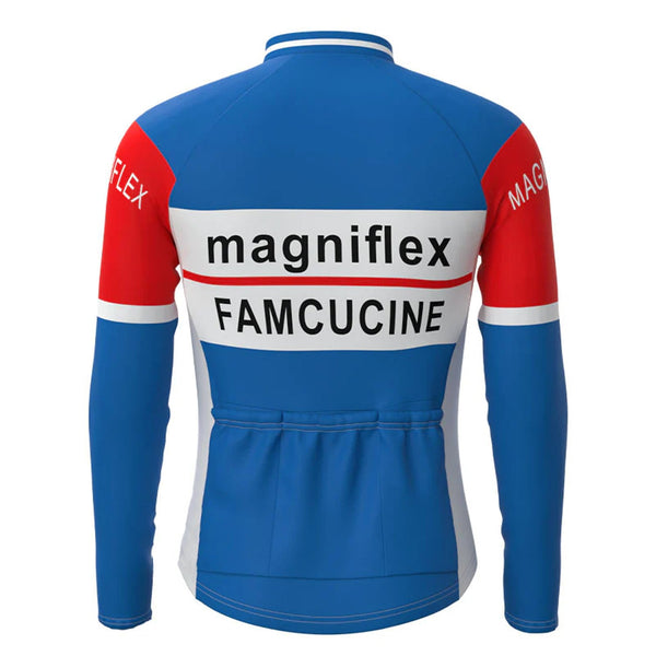 Magniflex Famcucine Blue Vintage Long Sleeve Cycling Jersey Top