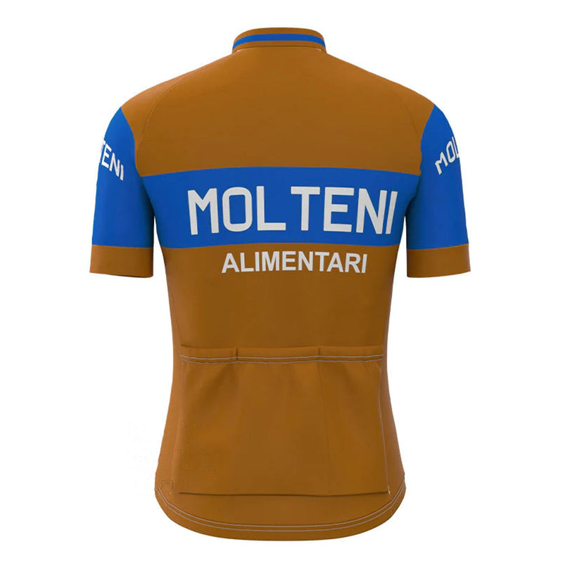 Molteni Brown Blue Vintage Short Sleeve Cycling Jersey Top