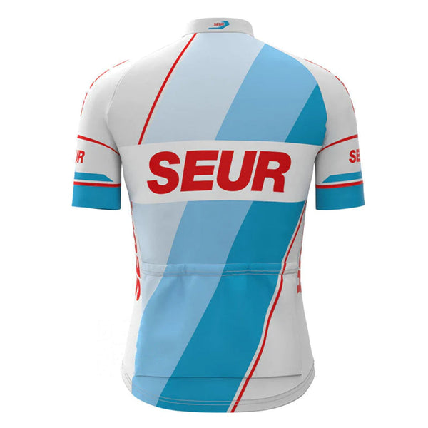 SEUR Blue Vintage Short Sleeve Cycling Jersey Top