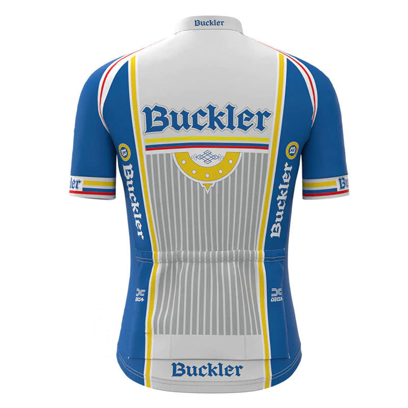 Buckler Blue Vintage Short Sleeve Cycling Jersey Top