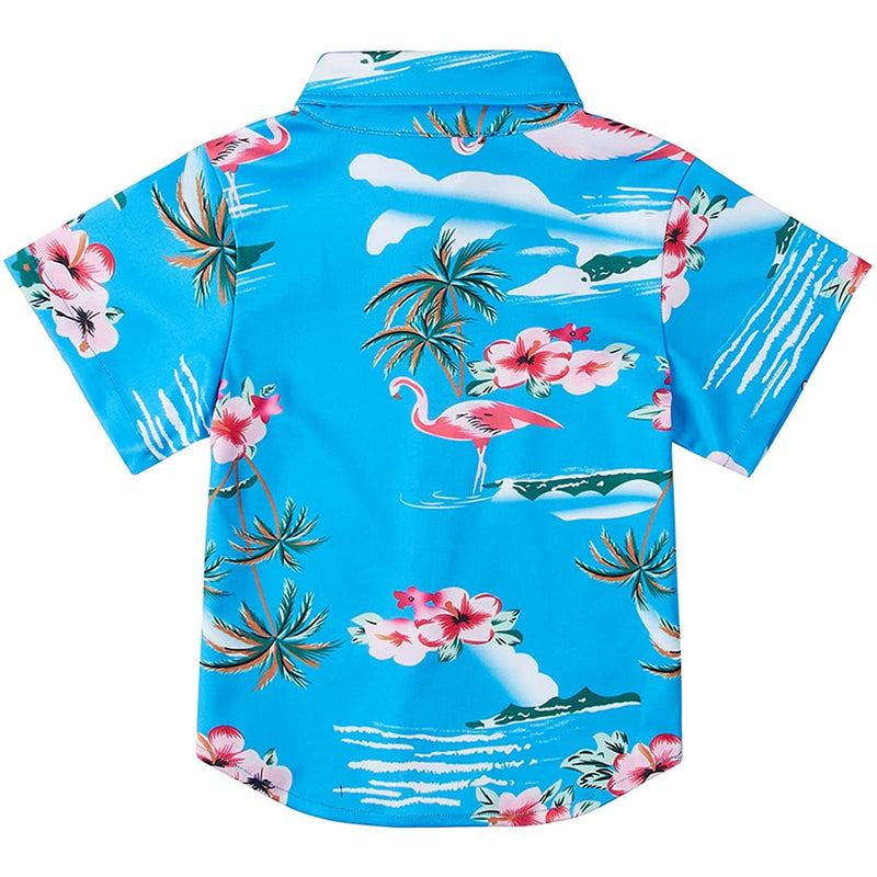 Hawaii Flamingo Blue Funny Toddler Hawaiian Shirt