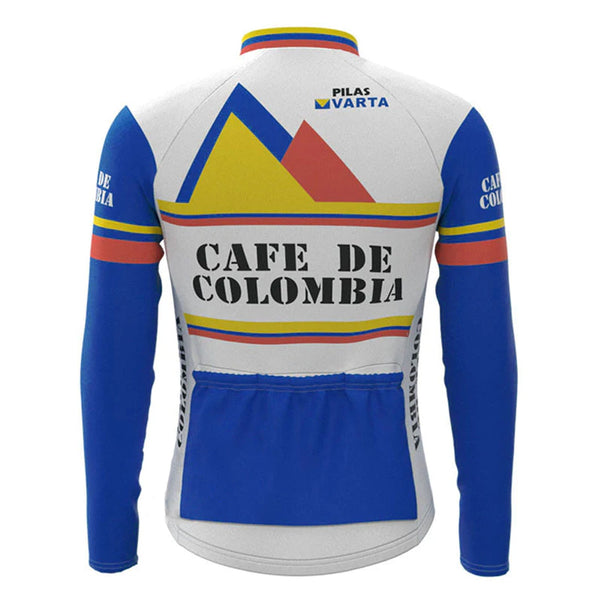 Café de Colombia Yellow Vintage Long Sleeve Cycling Jersey Top
